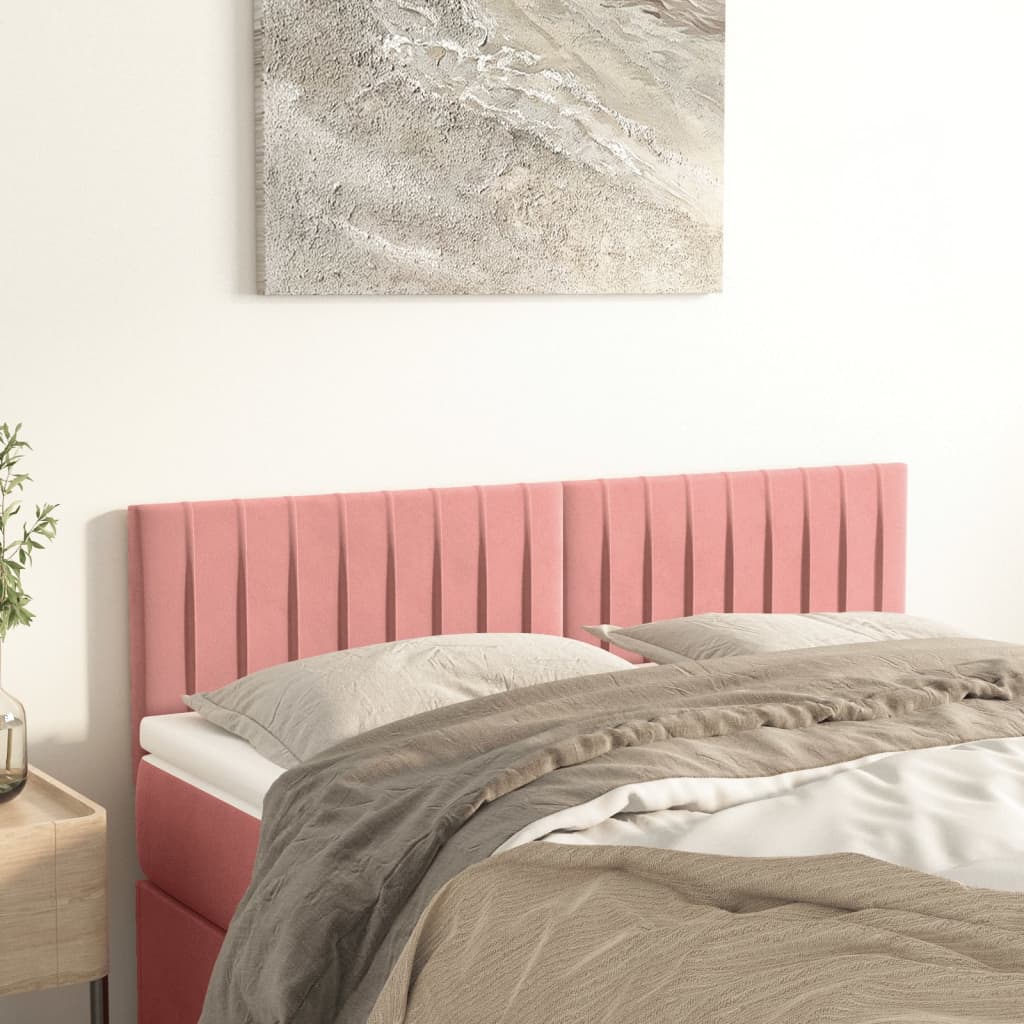 Čelo Postele 2 Ks Růžové 100X5X78/88 Cm Samet Růžová