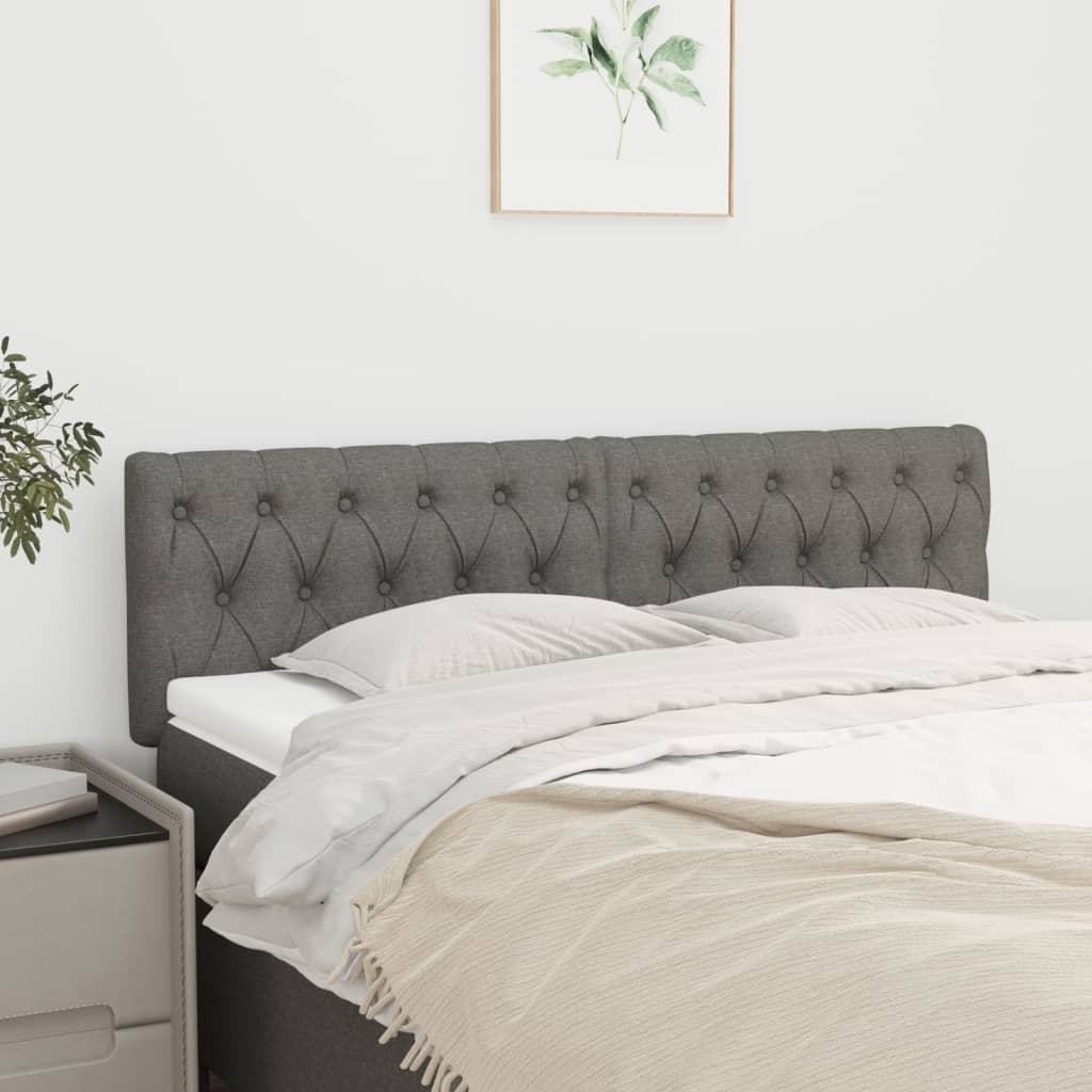 Čelo Postele 2 Ks Tmavě Šed 80X7X78/88 Cm Textil Tmavě Šedá