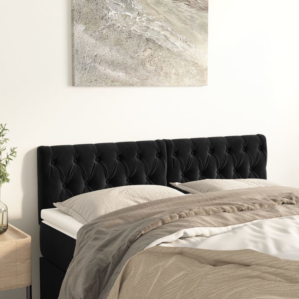 Čelo Postele 2 Ks Černé 100X7X78/88 Cm Samet Černá