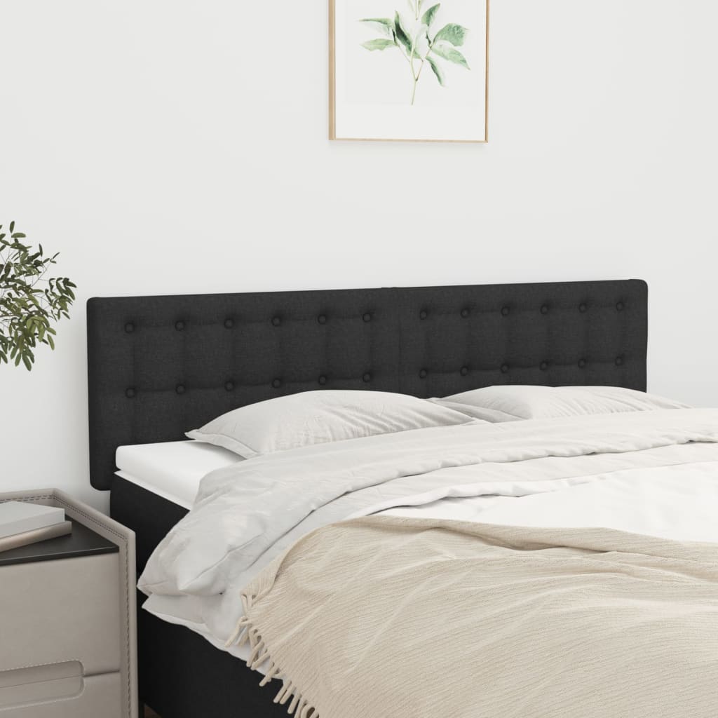 Čelo Postele 2 Ks Černé 90X5X78/88 Cm Textil Černá
