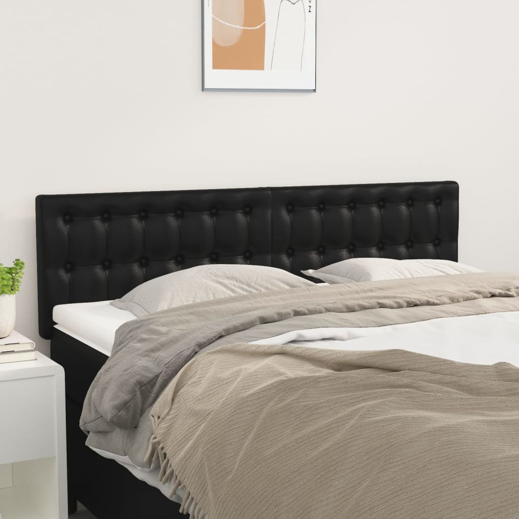Čelo Postele 2 Ks Černé 100X5X78/88 Cm Umělá Kůže Černá