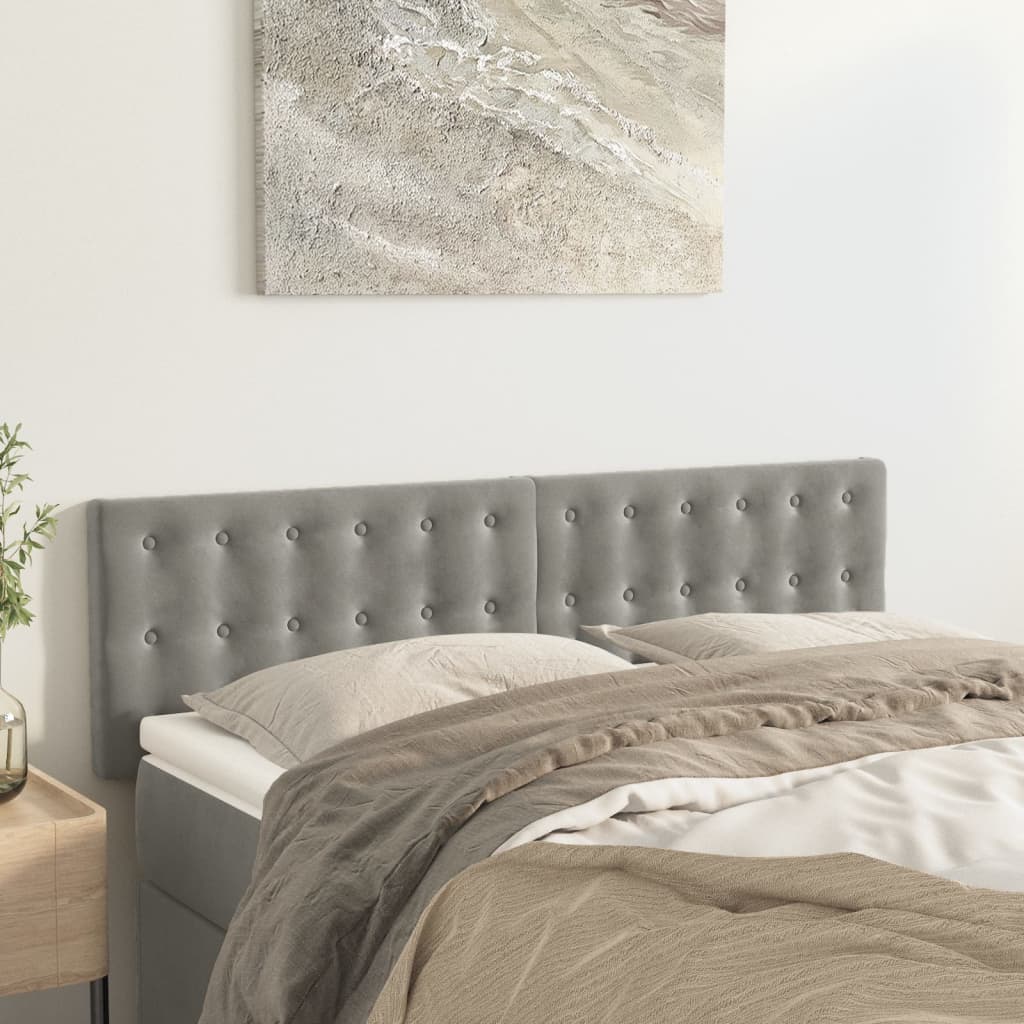 Čelo Postele 2 Ks Světle Šedé 90X5X78/88 Cm Samet Světle Šedá