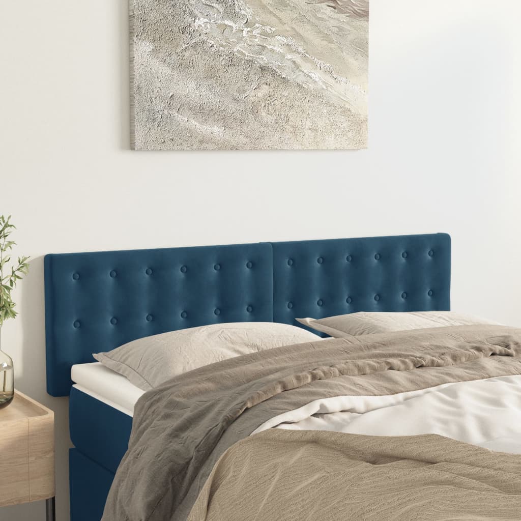 Čelo Postele 2 Ks Tmavě Modré 80 X 5 X 78/88 Cm Samet Tmavě Moddrá