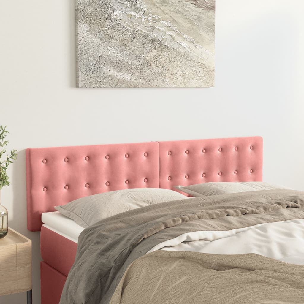 Čelo Postele 4 Ks Růžové 100X5X78/88 Cm Samet Růžová