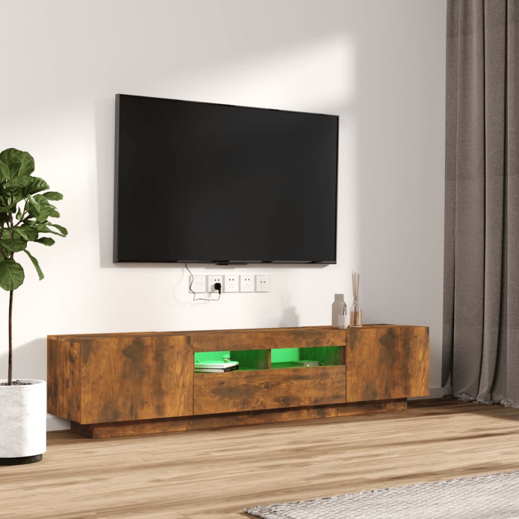 2Dílný Set Tv Skříněk S Led Světly Kompozitní Dřevo
