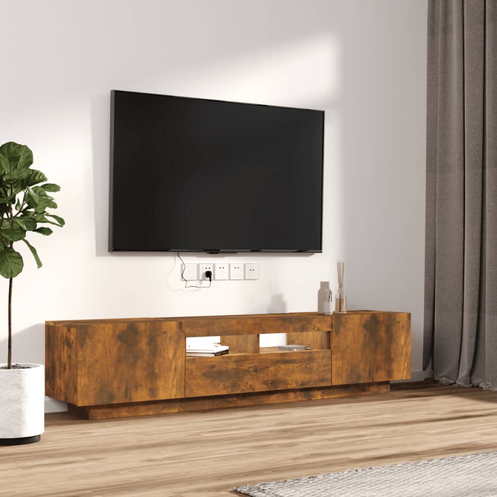 2Dílný Set Tv Skříněk S Led Světly Kompozitní Dřevo