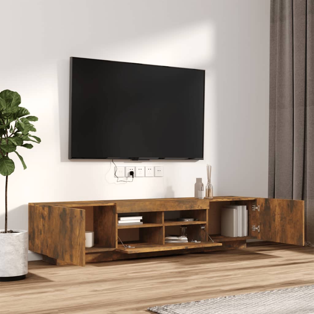 2Dílný Set Tv Skříněk S Led Světly Kompozitní Dřevo