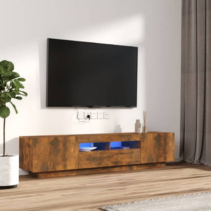 2Dílný Set Tv Skříněk S Led Světly Kompozitní Dřevo