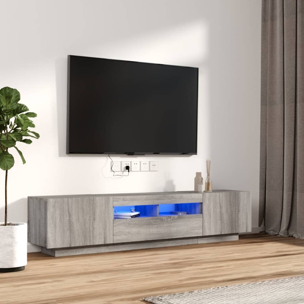 2Dílný Set Tv Skříněk S Led Světly Kompozitní Dřevo