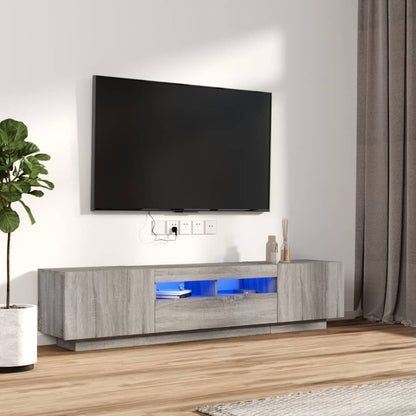 2Dílný Set Tv Skříněk S Led Světly Kompozitní Dřevo