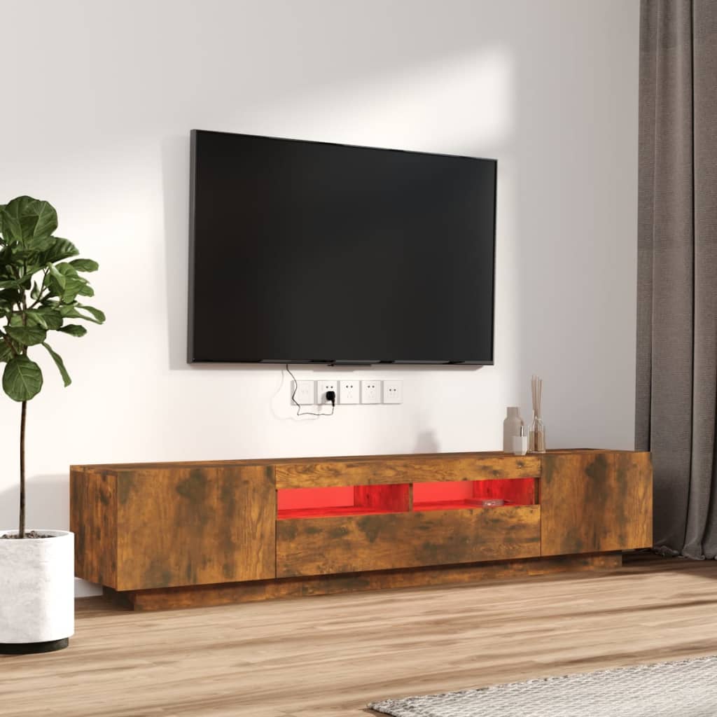 2Dílný Set Tv Skříněk S Led Světly Kompozitní Dřevo