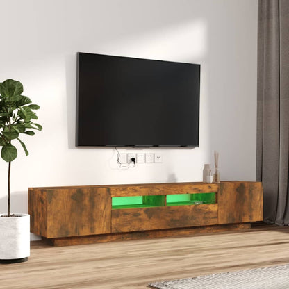 2Dílný Set Tv Skříněk S Led Světly Kompozitní Dřevo