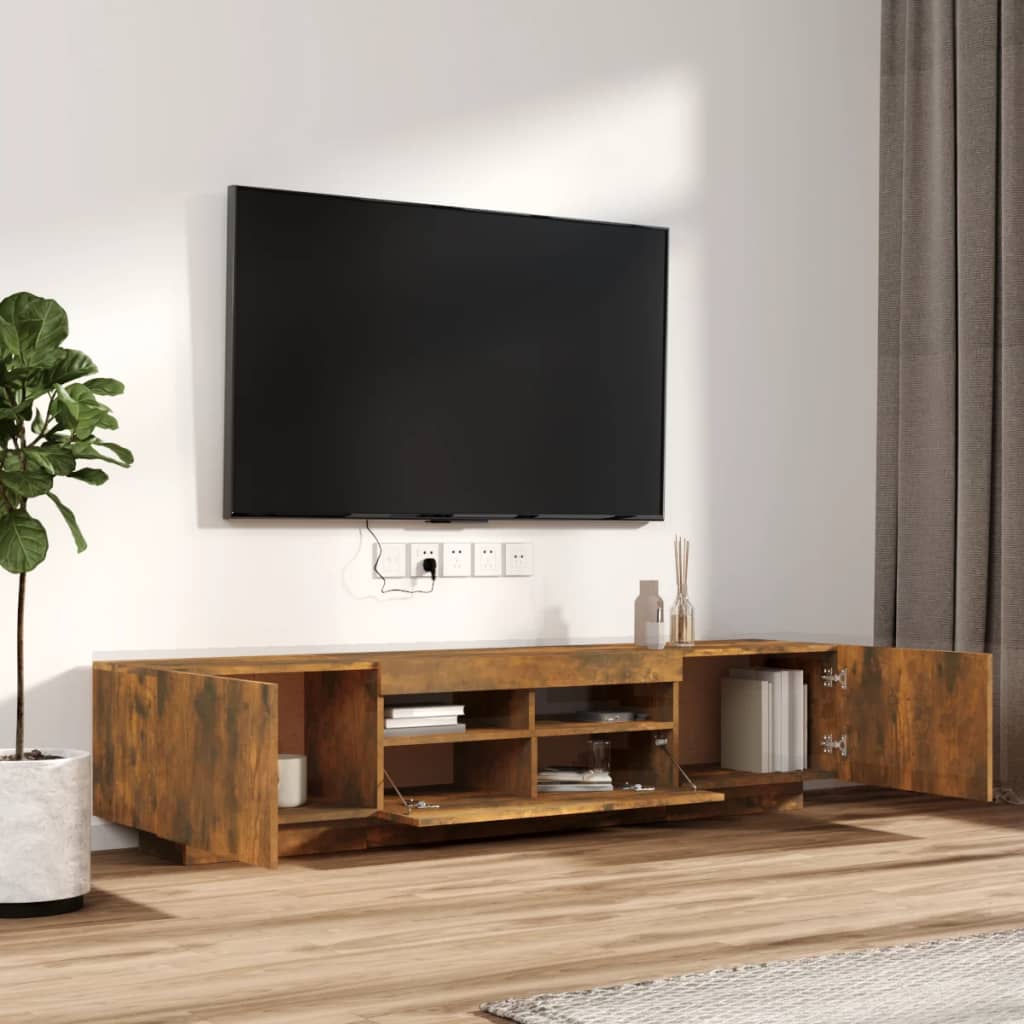 2Dílný Set Tv Skříněk S Led Světly Kompozitní Dřevo
