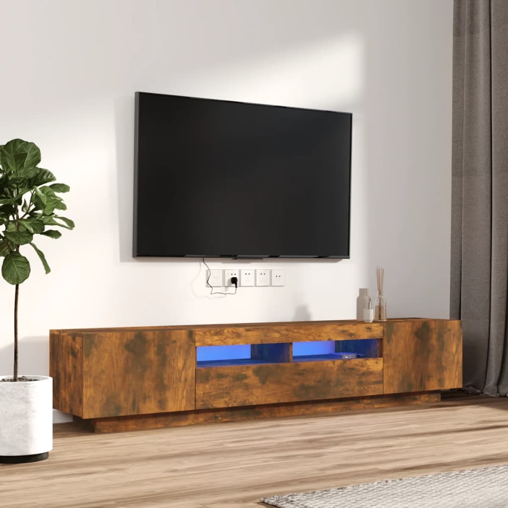 2Dílný Set Tv Skříněk S Led Světly Kompozitní Dřevo