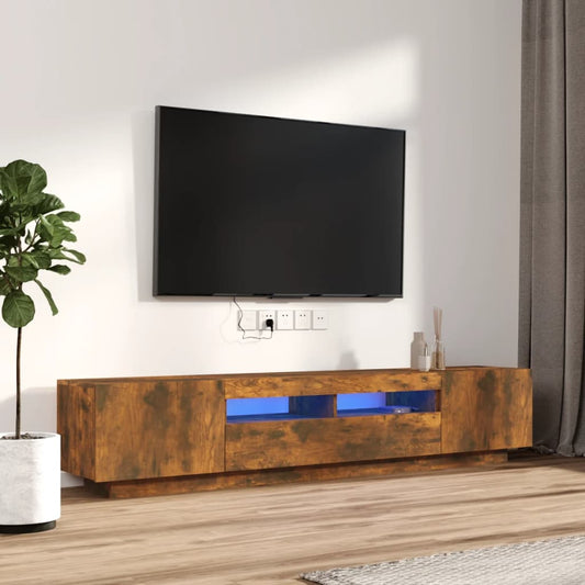 2Dílný Set Tv Skříněk S Led Světly Kompozitní Dřevo