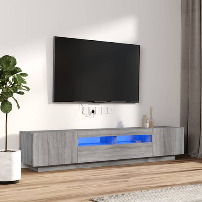 2Dílný Set Tv Skříněk S Led Světly Kompozitní Dřevo
