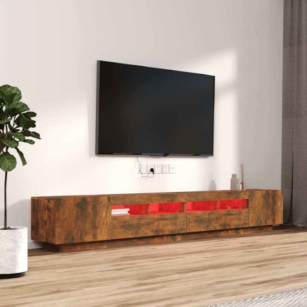 3Dílný Set Tv Skříněk S Led Světly Kompozitní Dřevo