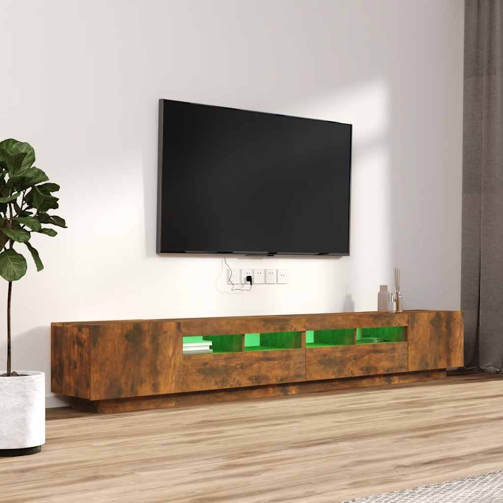 3Dílný Set Tv Skříněk S Led Světly Kompozitní Dřevo