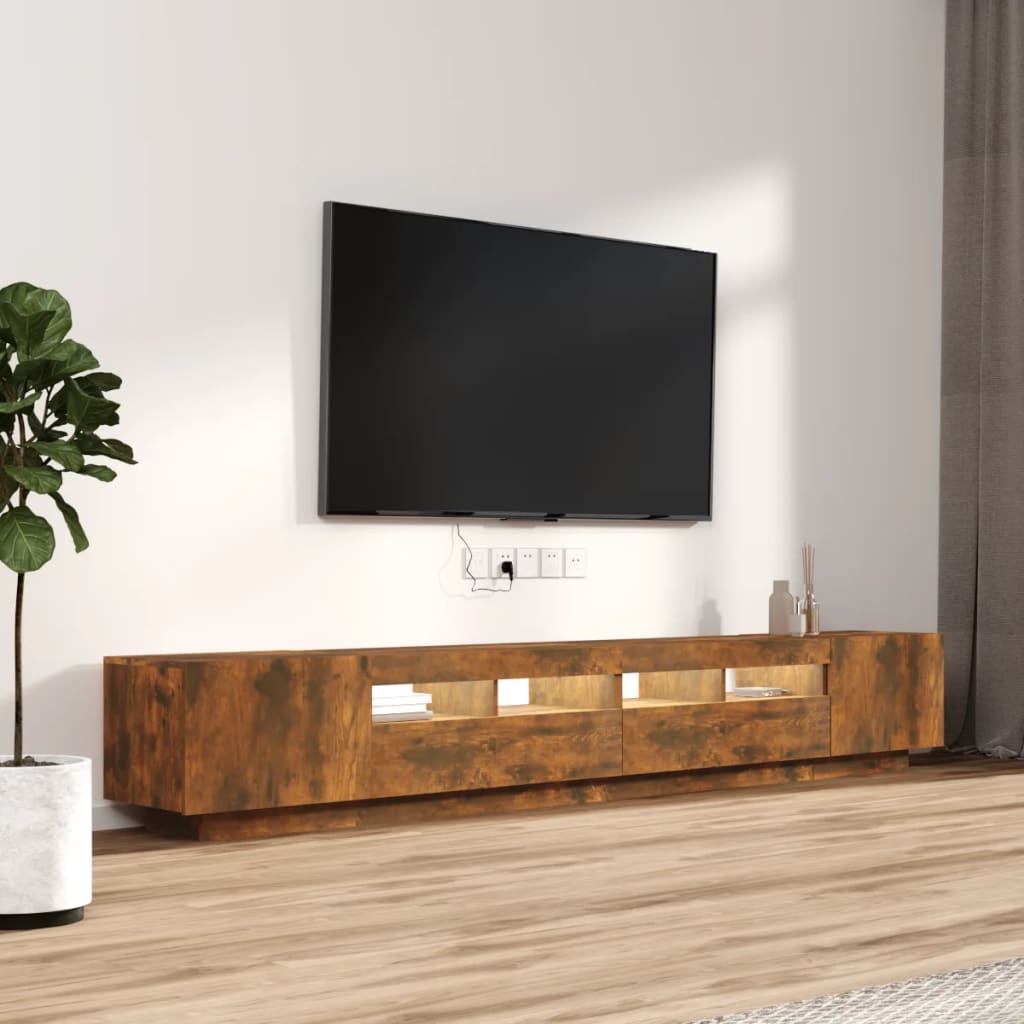 3Dílný Set Tv Skříněk S Led Světly Kompozitní Dřevo