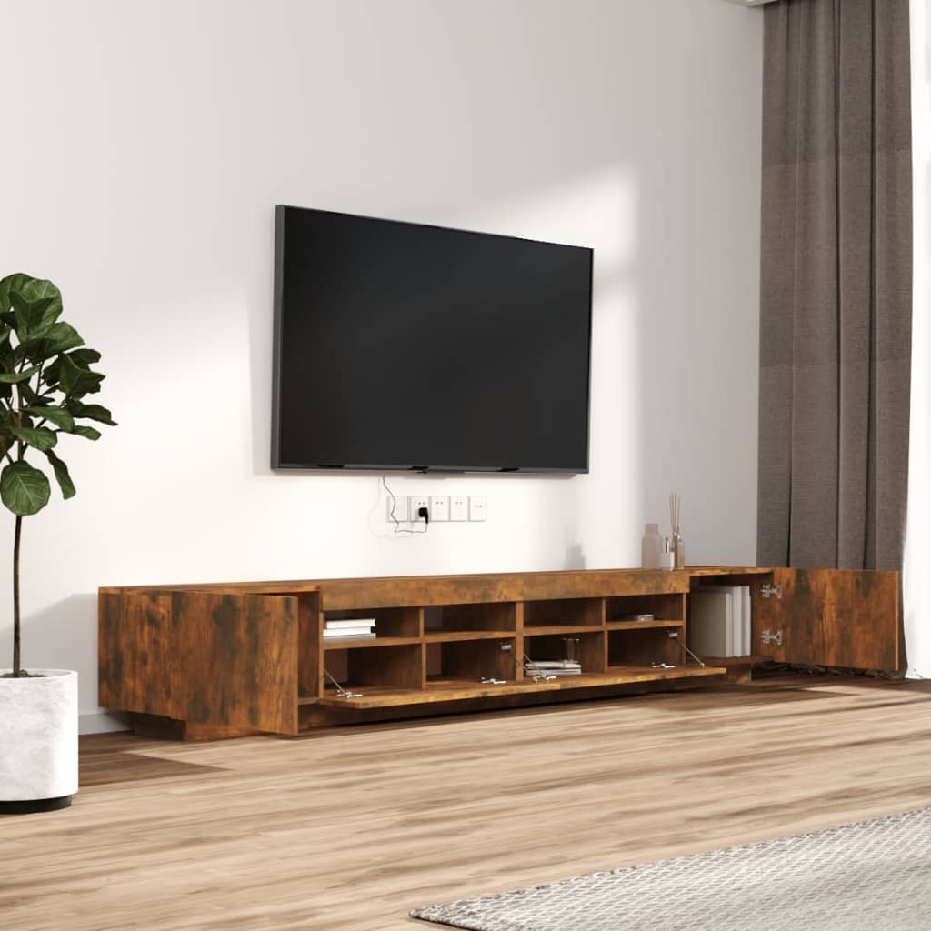 3Dílný Set Tv Skříněk S Led Světly Kompozitní Dřevo