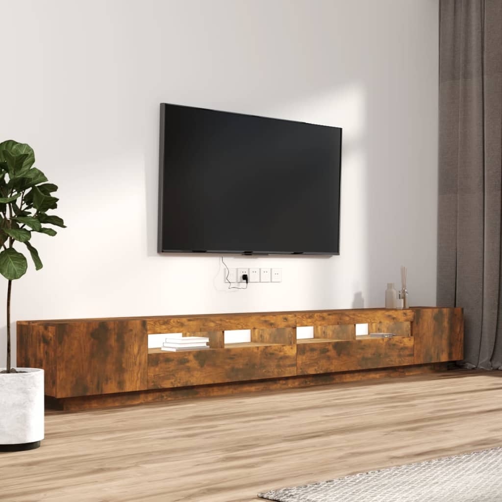 3Dílný Set Tv Skříněk S Led Světly Kompozitní Dřevo