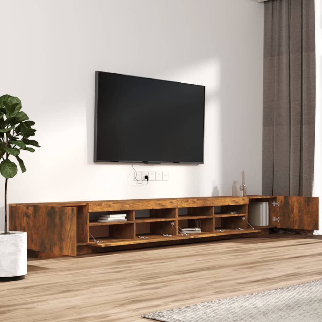 3Dílný Set Tv Skříněk S Led Světly Kompozitní Dřevo