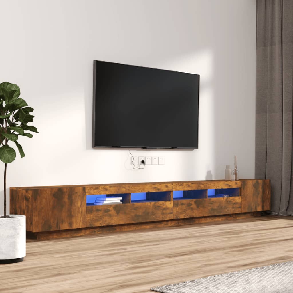 3Dílný Set Tv Skříněk S Led Světly Kompozitní Dřevo