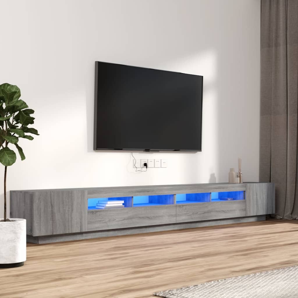 3Dílný Set Tv Skříněk S Led Světly Kompozitní Dřevo