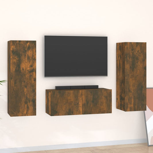 3Dílný Set Tv Skříněk Kouřový Dub Kompozitní Dřevo