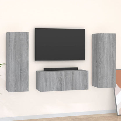 3Dílný Set Tv Skříněk Šedý Sonoma Kompozitní Dřevo