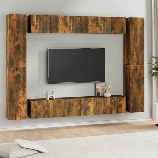 10Dílný Set Tv Skříněk Kouřový Dub Kompozitní Dřevo