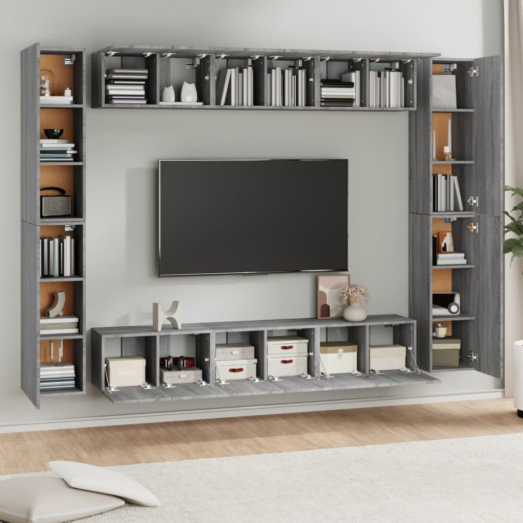 10Dílný Set Tv Skříněk Šedý Sonoma Kompozitní Dřevo
