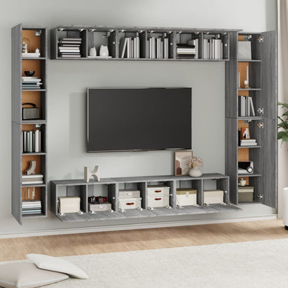 10Dílný Set Tv Skříněk Šedý Sonoma Kompozitní Dřevo