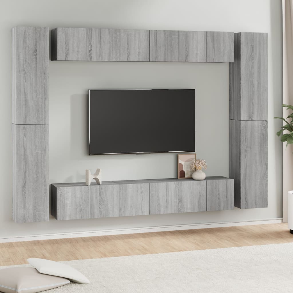 10Dílný Set Tv Skříněk Šedý Sonoma Kompozitní Dřevo
