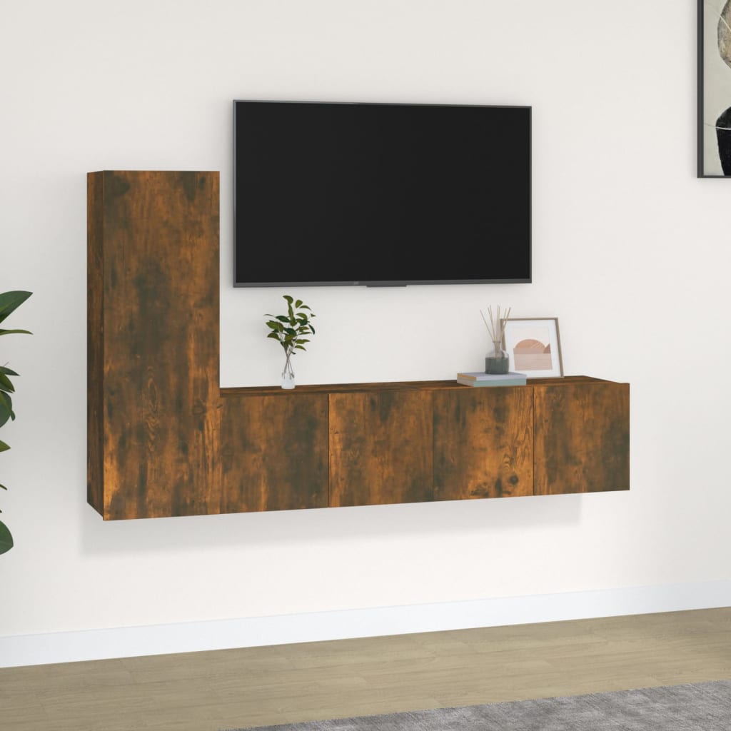 3Dílný Set Tv Skříněk Kouřový Dub Kompozitní Dřevo