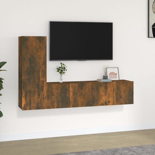 3Dílný Set Tv Skříněk Kouřový Dub Kompozitní Dřevo