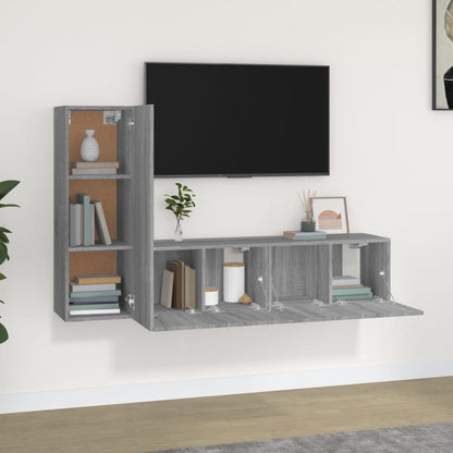 3Dílný Set Tv Skříněk Šedý Sonoma Kompozitní Dřevo