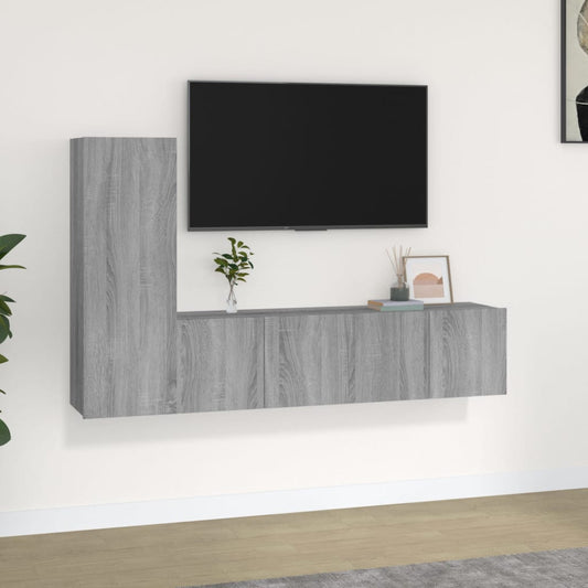 3Dílný Set Tv Skříněk Šedý Sonoma Kompozitní Dřevo