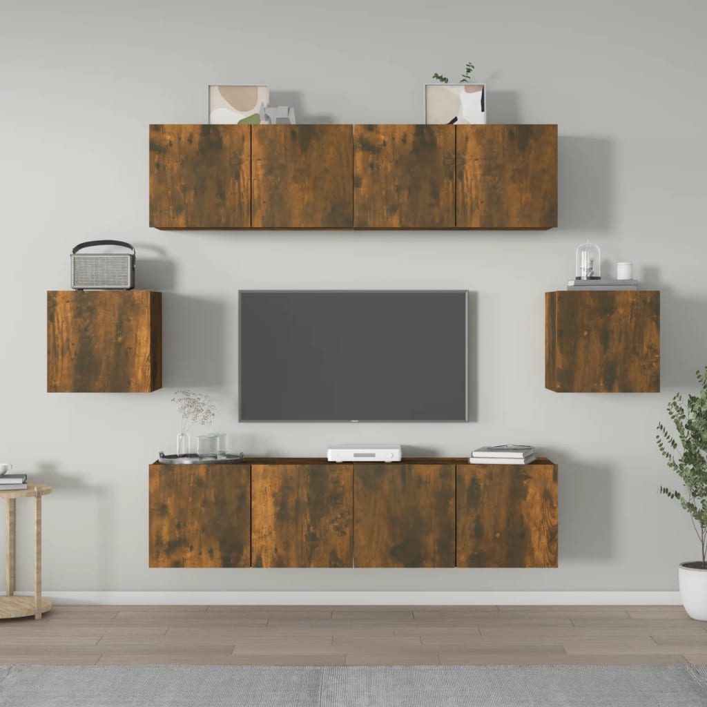 6Dílný Set Tv Skříněk Kouřový Dub Kompozitní Dřevo
