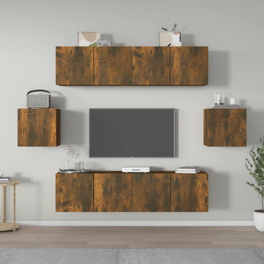 6Dílný Set Tv Skříněk Kouřový Dub Kompozitní Dřevo