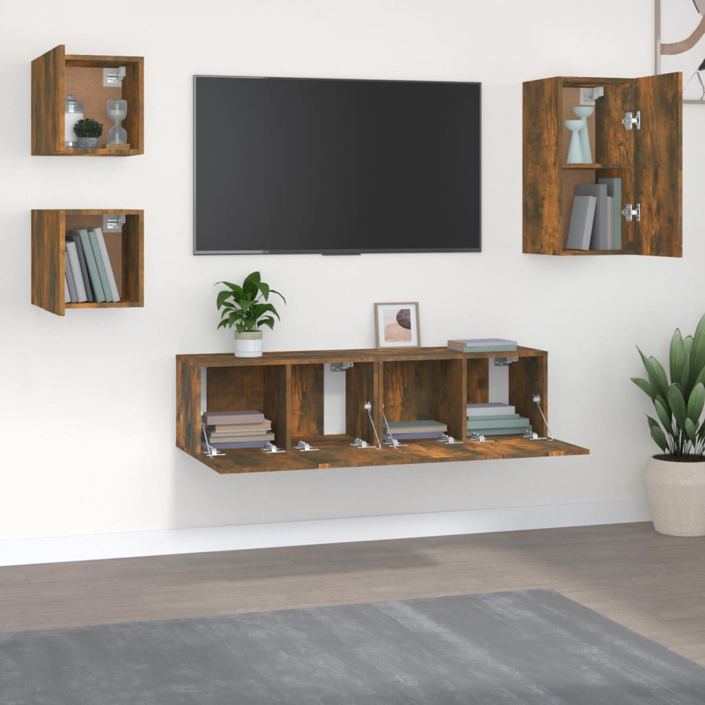 5Dílný Set Tv Skříněk Kouřový Dub Kompozitní Dřevo