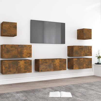 8Dílný Set Tv Skříněk Betonově Šedý Kompozitní Dřevo