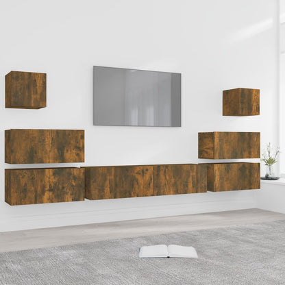 8Dílný Set Tv Skříněk Betonově Šedý Kompozitní Dřevo