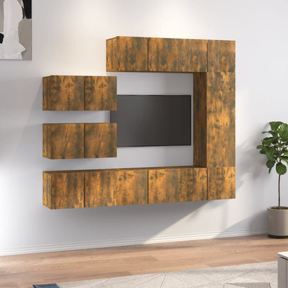 8Dílný Set Tv Skříněk Kouřový Dub Kompozitní Dřevo