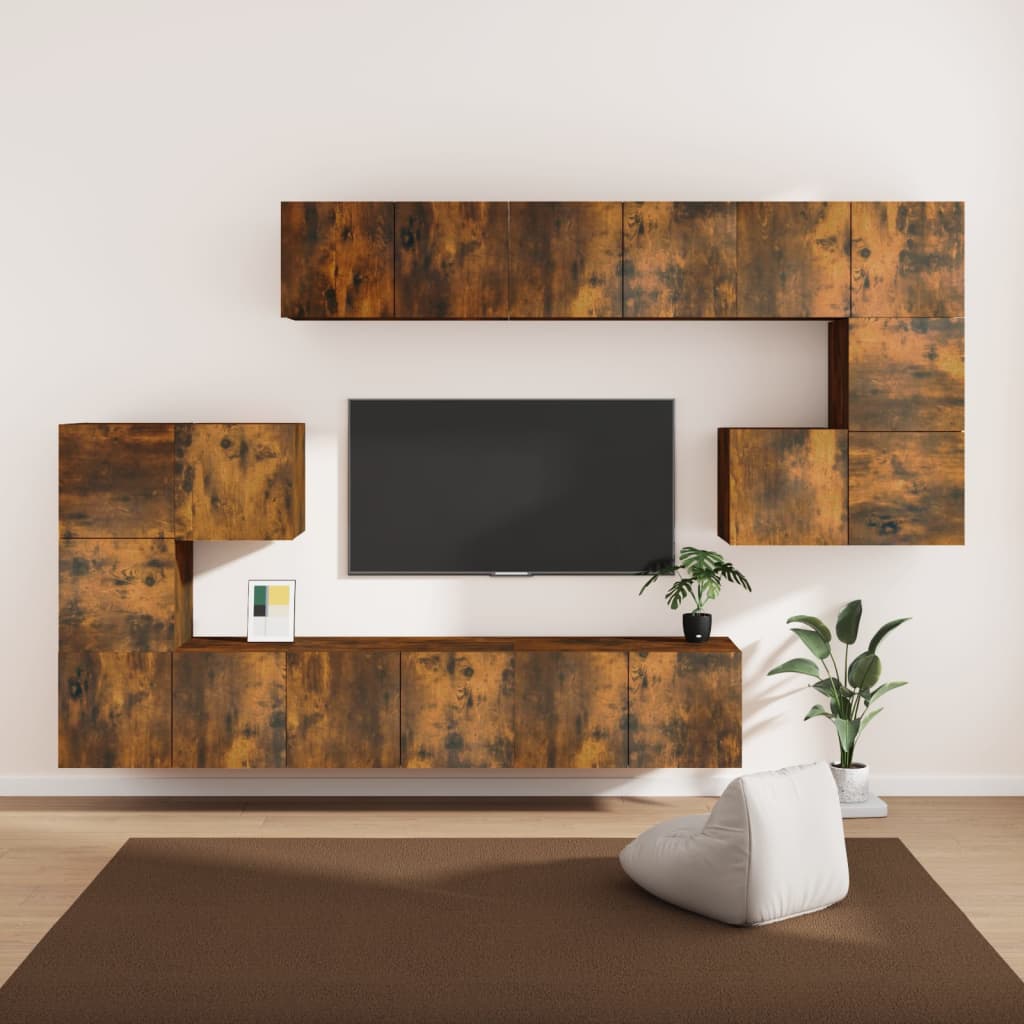 8Dílný Set Tv Skříněk Betonově Šedý Kompozitní Dřevo