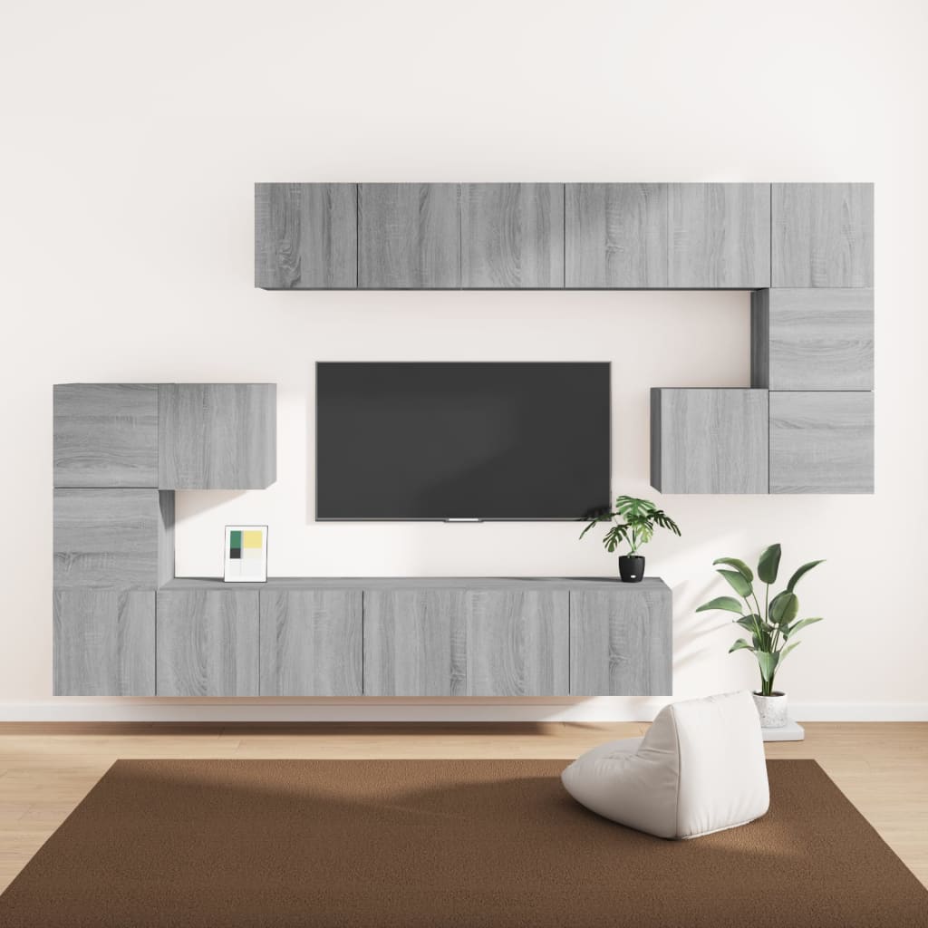 8Dílný Set Tv Skříněk Betonově Šedý Kompozitní Dřevo