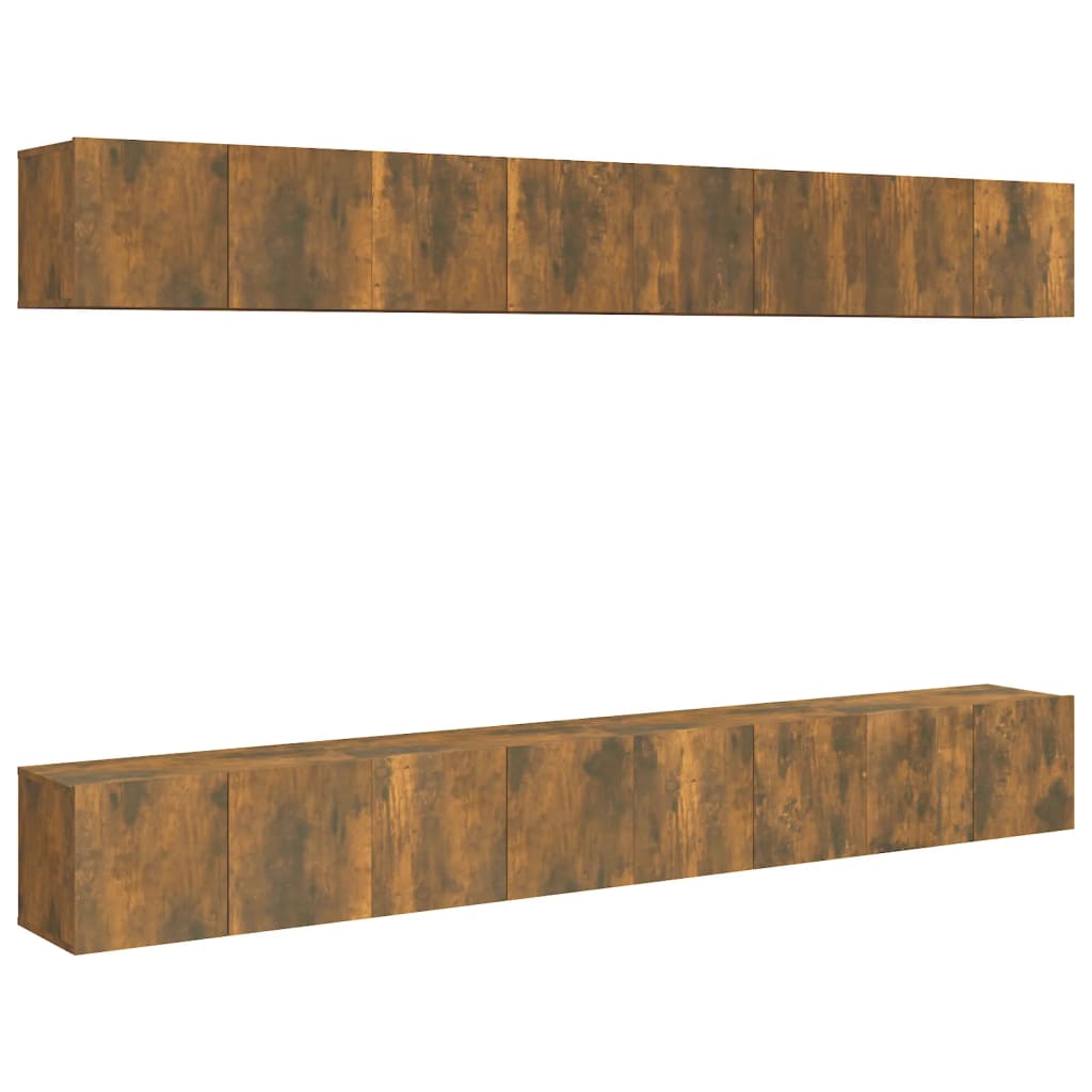 Tv Skříňky 8 Ks Kouřový Dub 60 X 30 X 30 Cm Kompozitní Dřevo