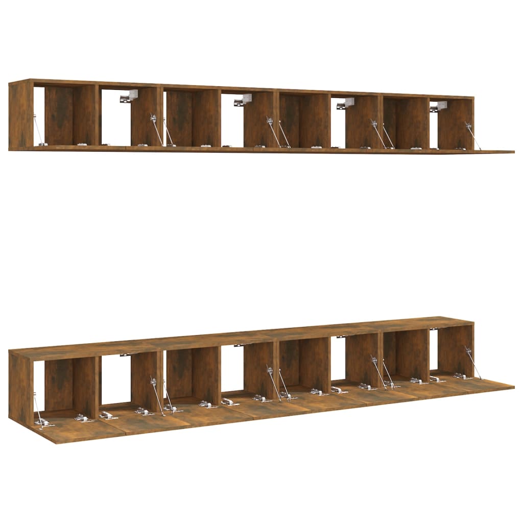 Tv Skříňky 8 Ks Kouřový Dub 60 X 30 X 30 Cm Kompozitní Dřevo