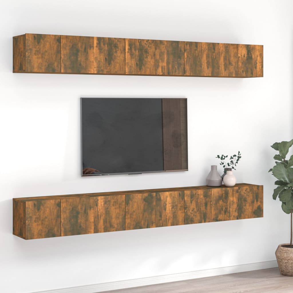 Tv Skříňky 8 Ks Kouřový Dub 60 X 30 X 30 Cm Kompozitní Dřevo