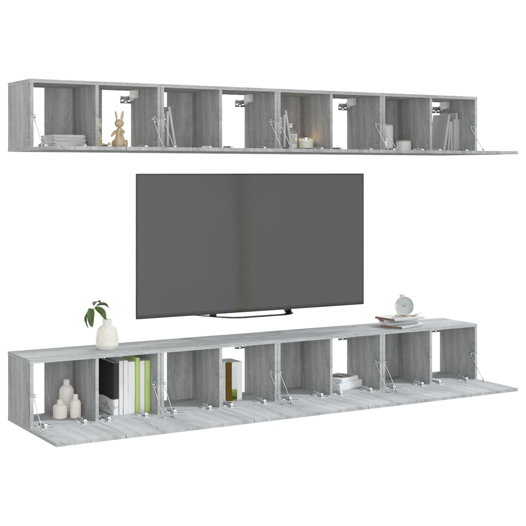 Tv Skříňky 8 Ks Šedé Sonoma 60 X 30 X 30 Cm Kompozitní Dřevo